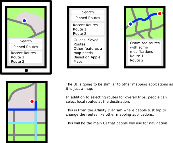 A sketches of a simple map interface inspired by apple maps